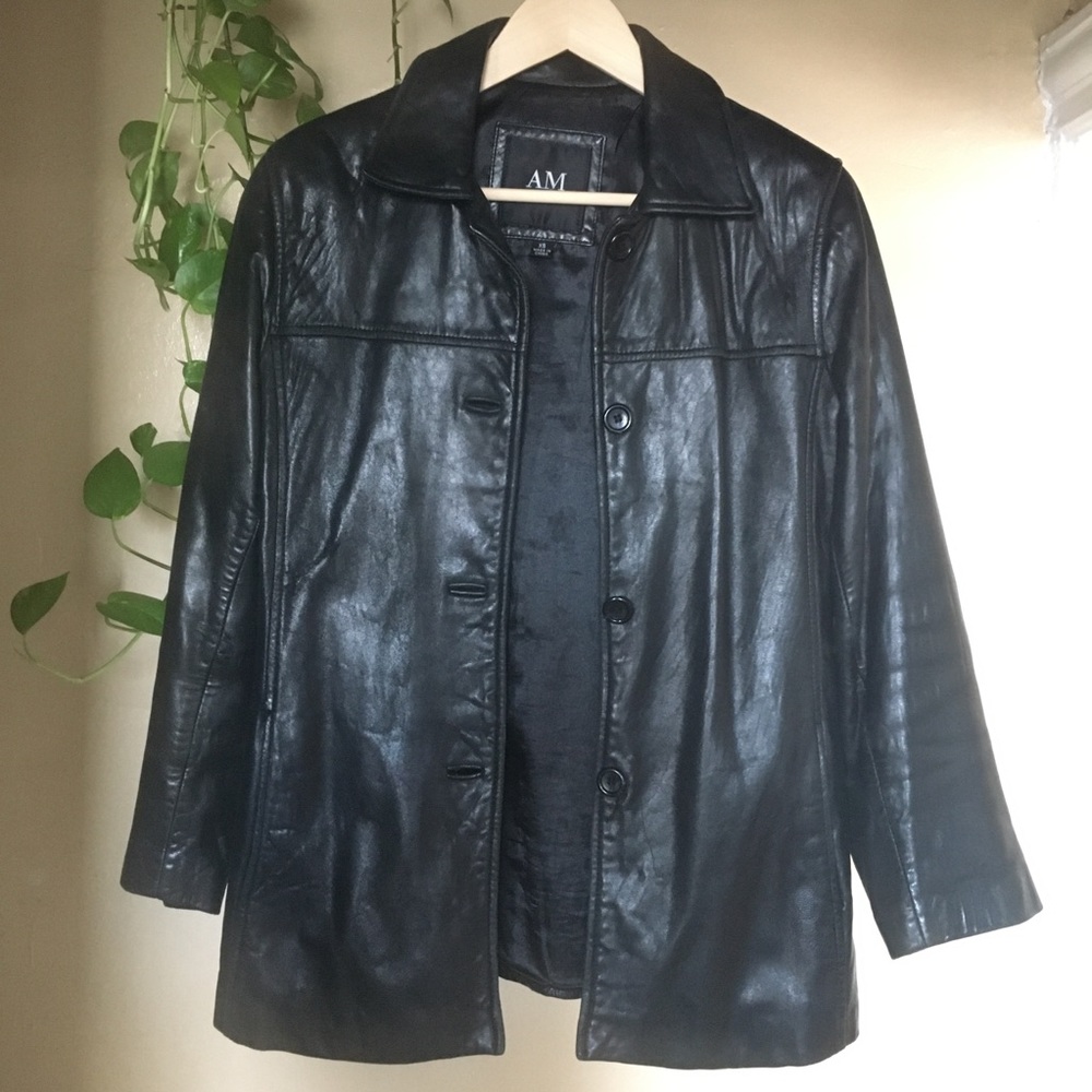 Lamb skin leather coat